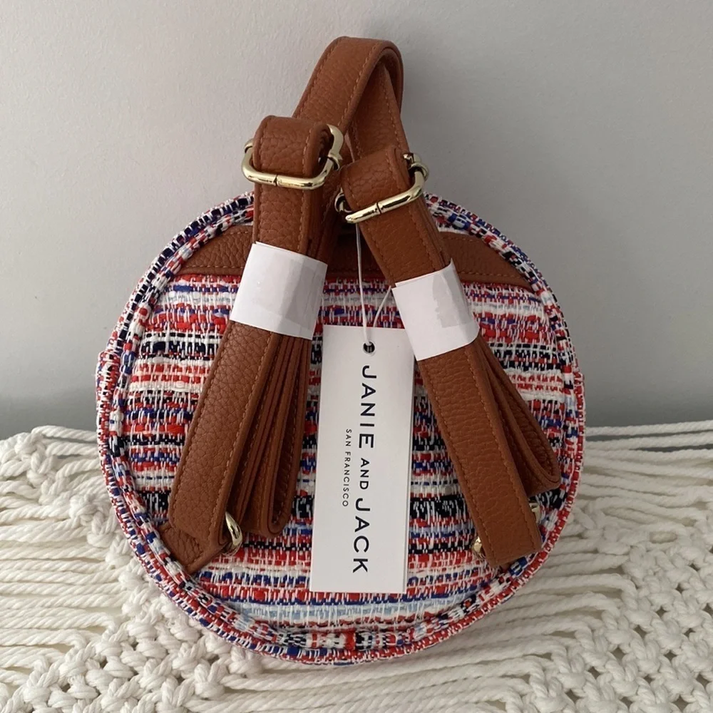 Girl’s Round Tweed Backpack Zippered Purse Janie And Jack Multicolored OS